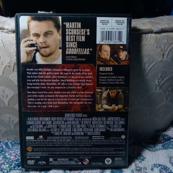 THE DEPARTED SCORSESE MOVIE DVD LEONARDO DICAPRIO/MATT DAMON/JACK NICHOLSON '07 - Picture 2 of 6